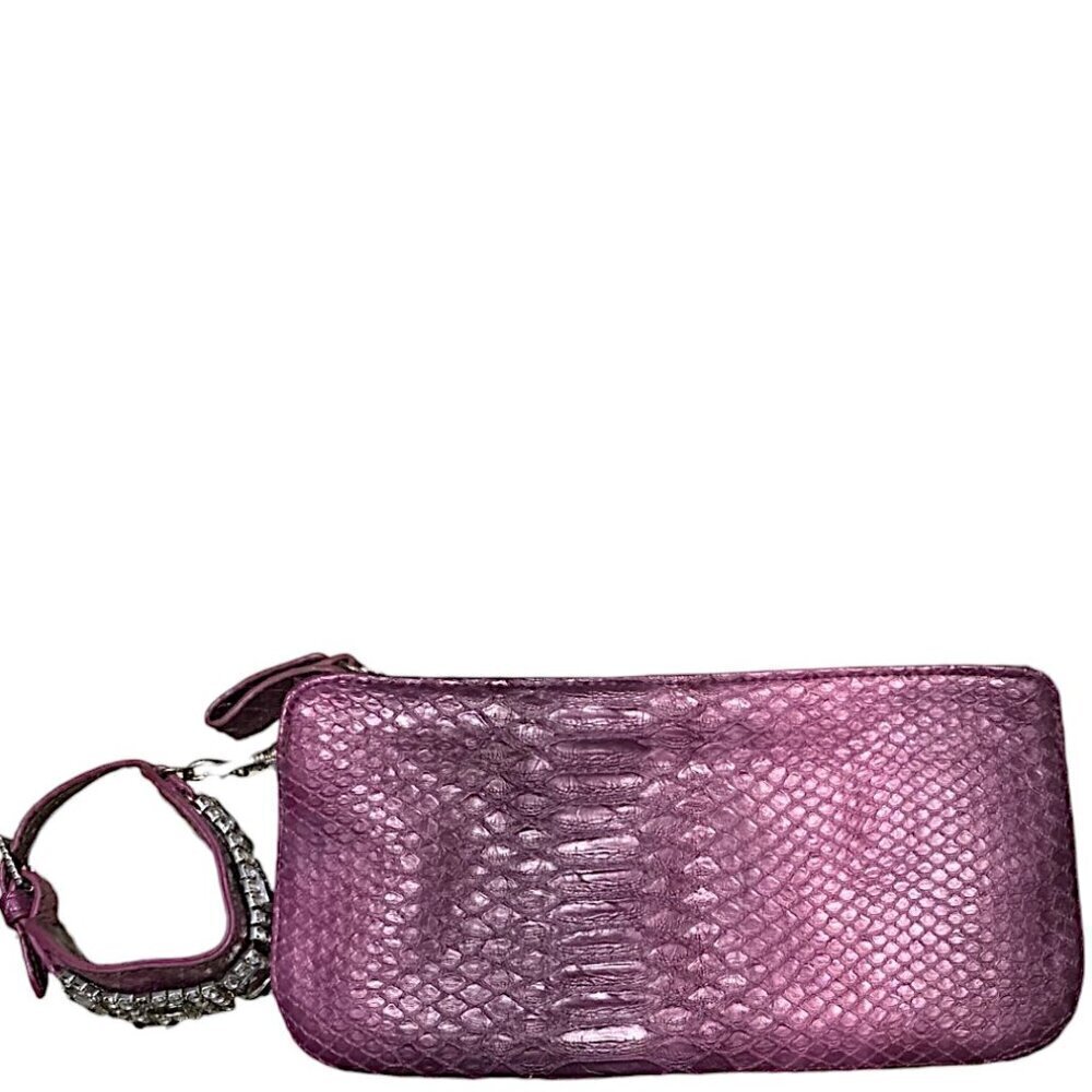 Steve Madden Purple Reptile Embossed Wristlet Clutch with Rhinestone Wrist Cuff